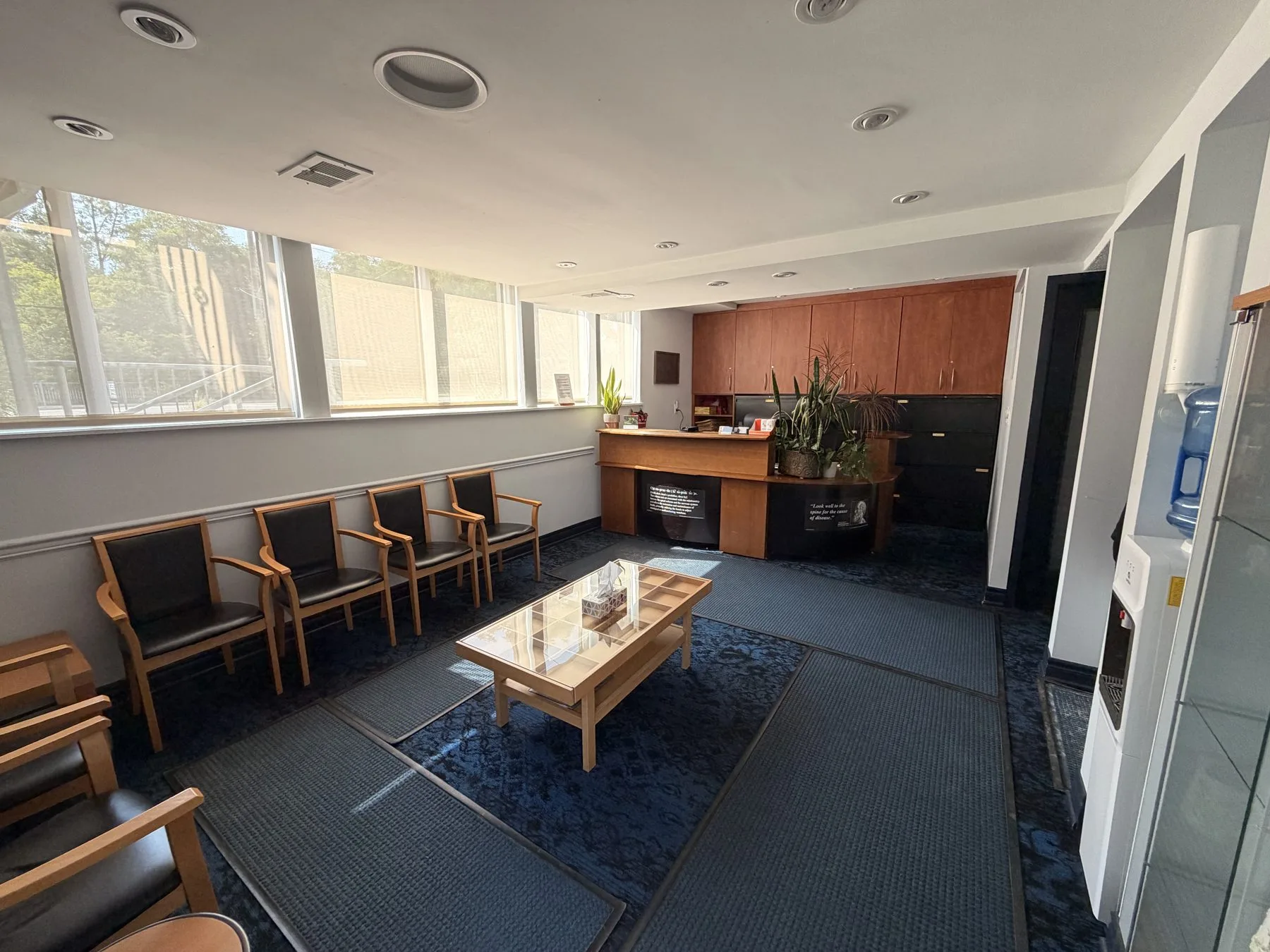 Reception and waiting area at Chiropractic on Royal York in Etobicoke